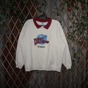 XL- Vintage Y2K Planet Hollywood SF 1990s collar sweatshirt